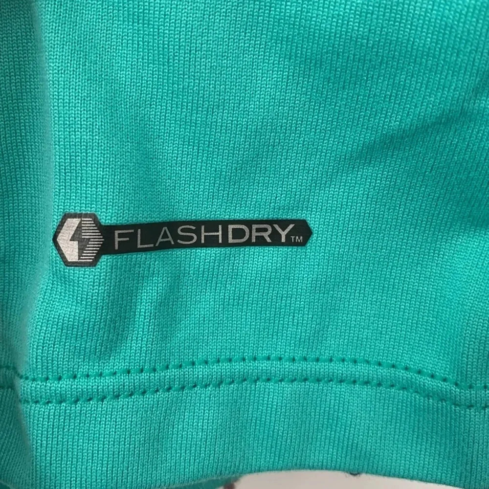 The North Face Womens FlashDry V-Neck Short Sleeve Athletic Tee Green Pink L - Picture 5 of 7